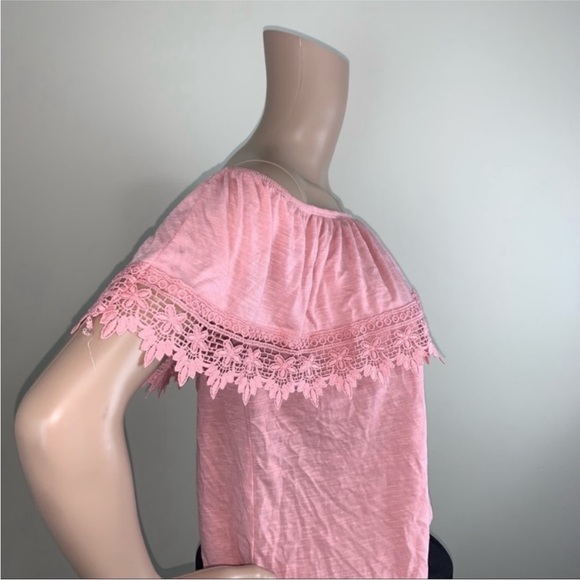 Women’s Pink / Mauve / Blush / Rose Peasant Off The Shoulder Top - Size Medium - Picture 12 of 15